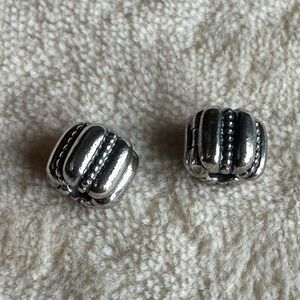 Pandora Dots & Ridges Barrel Clips aka "Crazy Clips” 925 ALE Retired #790446
